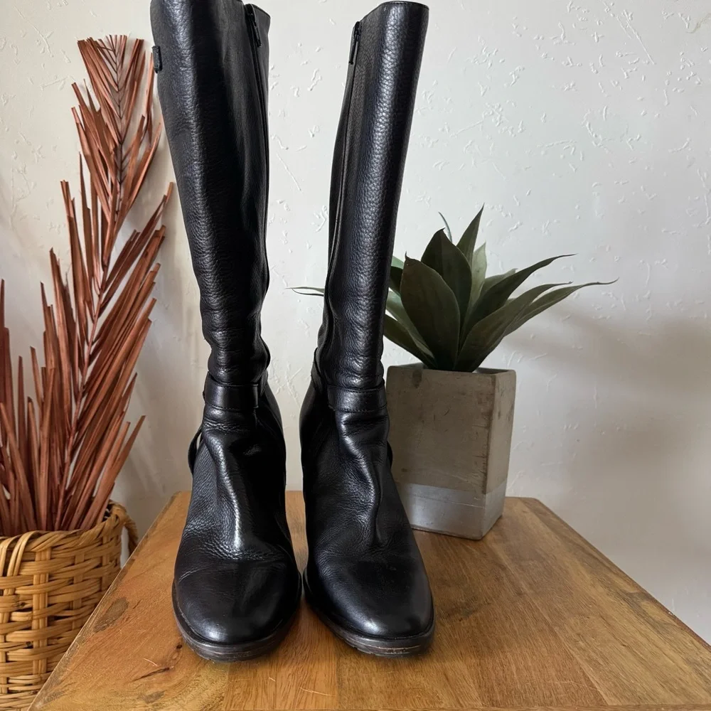 J.Crew Genuine Leather Black Heeled Boots Women’s Size 8 - Picture 3 of 7